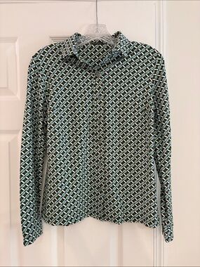 Geometric Print Button-Down Shirt in Green by J McLaughlin